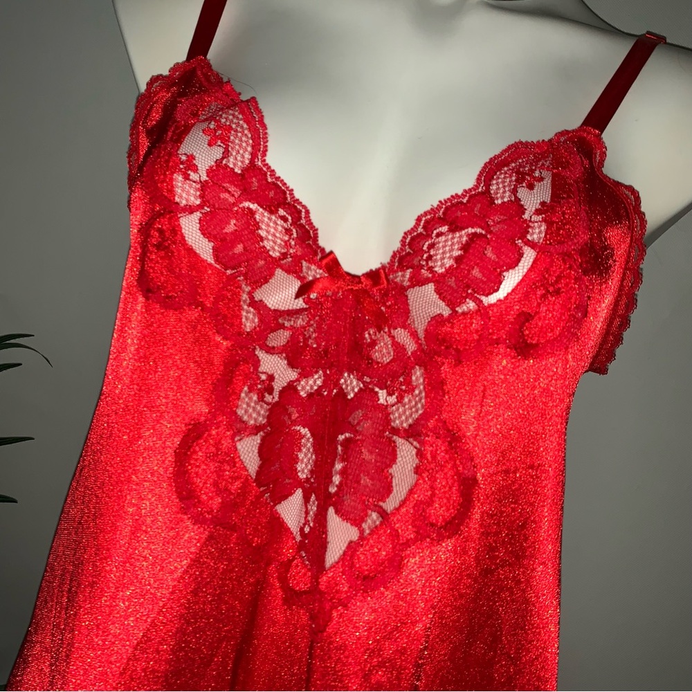 v i n t a g e :: Vibrant Floral Satin Nylon Lace Nightgown Slip Dress - Picture 14 of 14